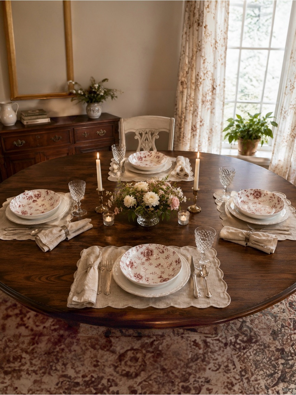Queen’s Set of 4 Rose Chintz Red Coupe Cereal Bowls Replacements Made in England